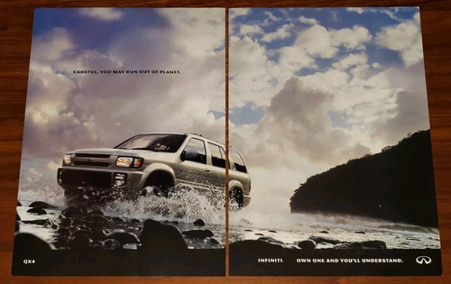 INFINITI QX4 PRINT AD MAGAZINE ADVERTISEMENT CAREFUL YOU MAY RUN OUT OF PLANET