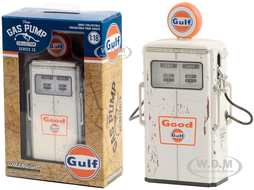1954 TOKHEIM 350 TWIN GAS PUMP "GULF" WEATHERED 1/18 DIECAST GREENLIGHT 14130 C
