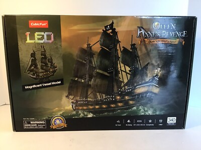 The Queen Anne s Revenge Blackbeards Pirate Ship Cubic Fun 3D Puzzle With LED