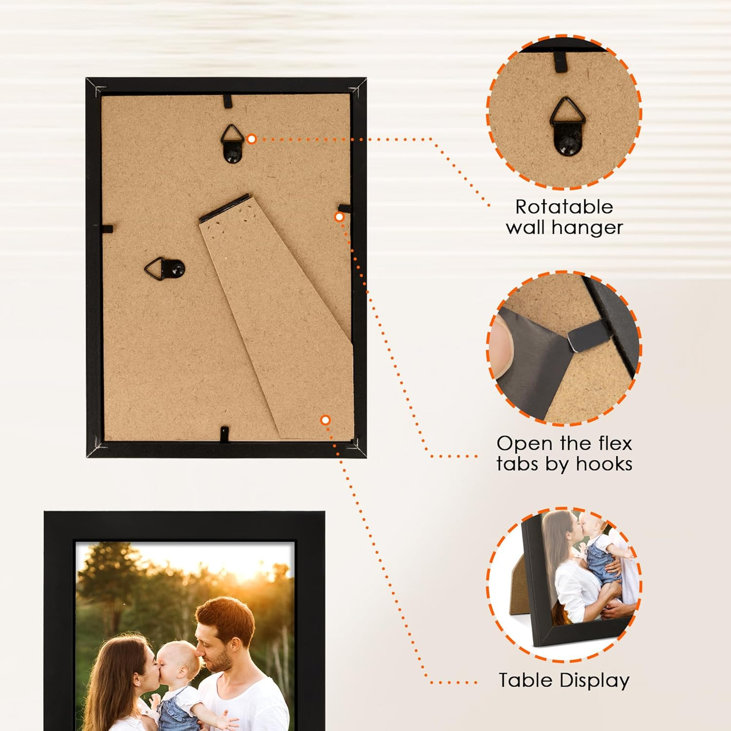 4X6 Picture Frame Set of 2, 4X6 Photo Frames with HD Plexiglass for Wall Hanging