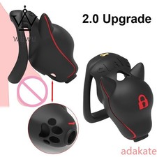 Male Chastity Cage Device Upgrade Puppy Head Lock with 4 Ring Sissy Lightweight