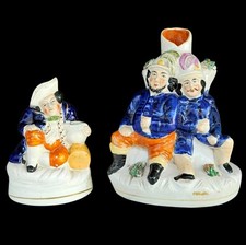 Antique Pair 19thC Staffordshire Pottery Figu...