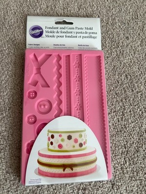 Wilton Fondant Gum Paste Mold Cake Decorating Kit Ribbons Buttons Theme Silicone