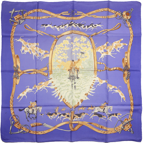 Hermes Scarf LE BIEN ALLER Vintage Silk Carre Foulard JEAN DE FOUGEROLLE 90cm - Picture 1 of 7