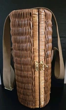 PICNIC TIME ☆ Wicker Wine Bottle Picnic Basket Tote ☆ Barrell Shaped