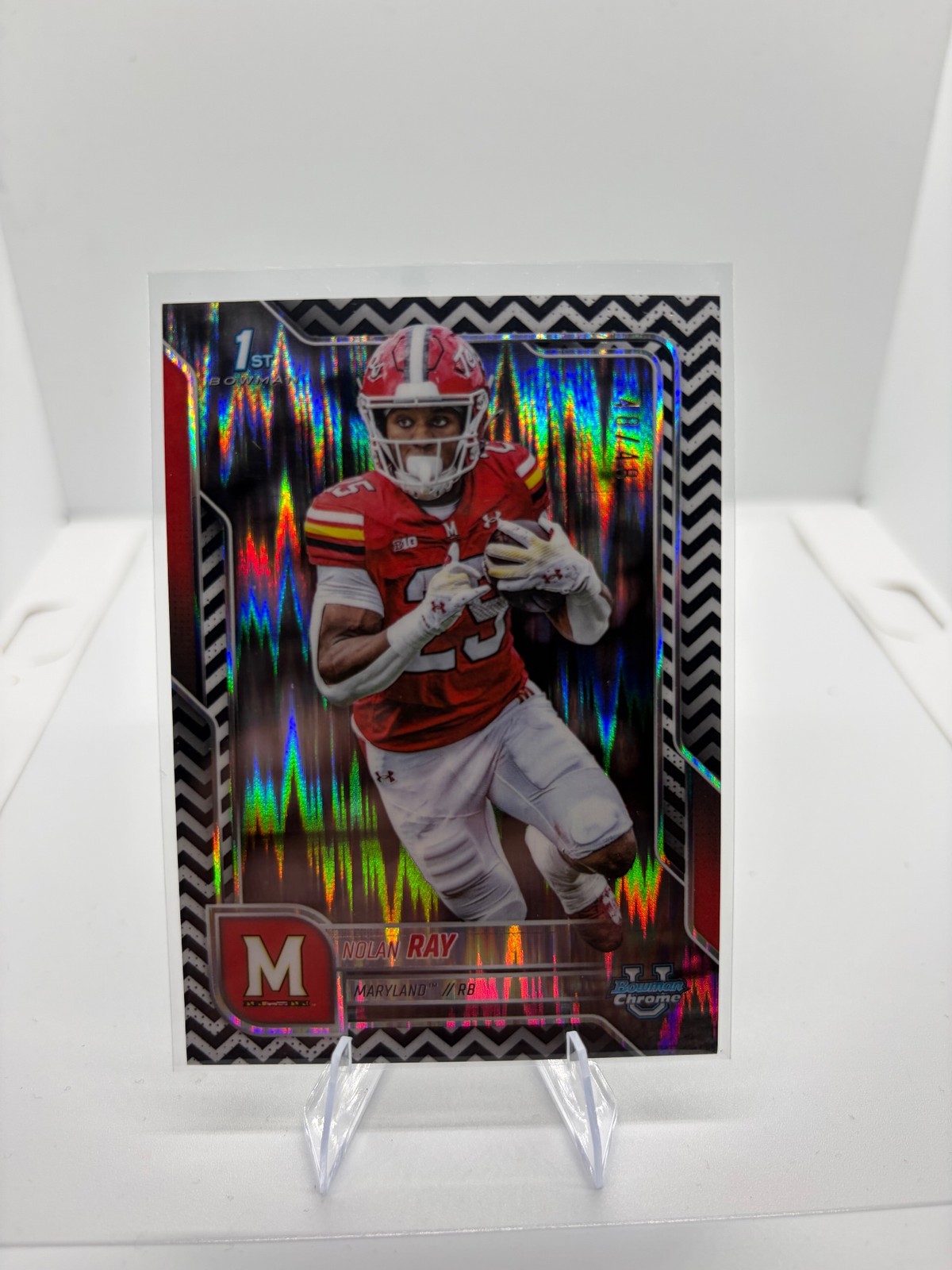 2025 Bowman University Chrome #77 Nolan Ray Black & White Stealth Refractor #/48