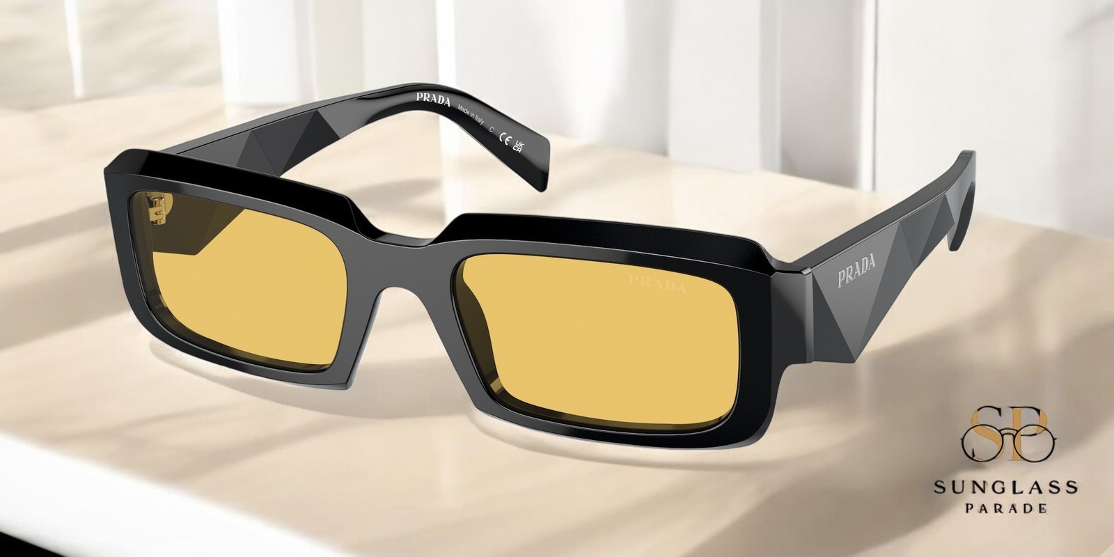 PRADA PR 27ZS 16K70A Black Yellow 54 mm Men's Sunglasses