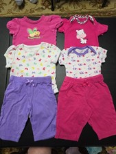 Baby Girls Sz 0-3m 6pc Outfit Lot