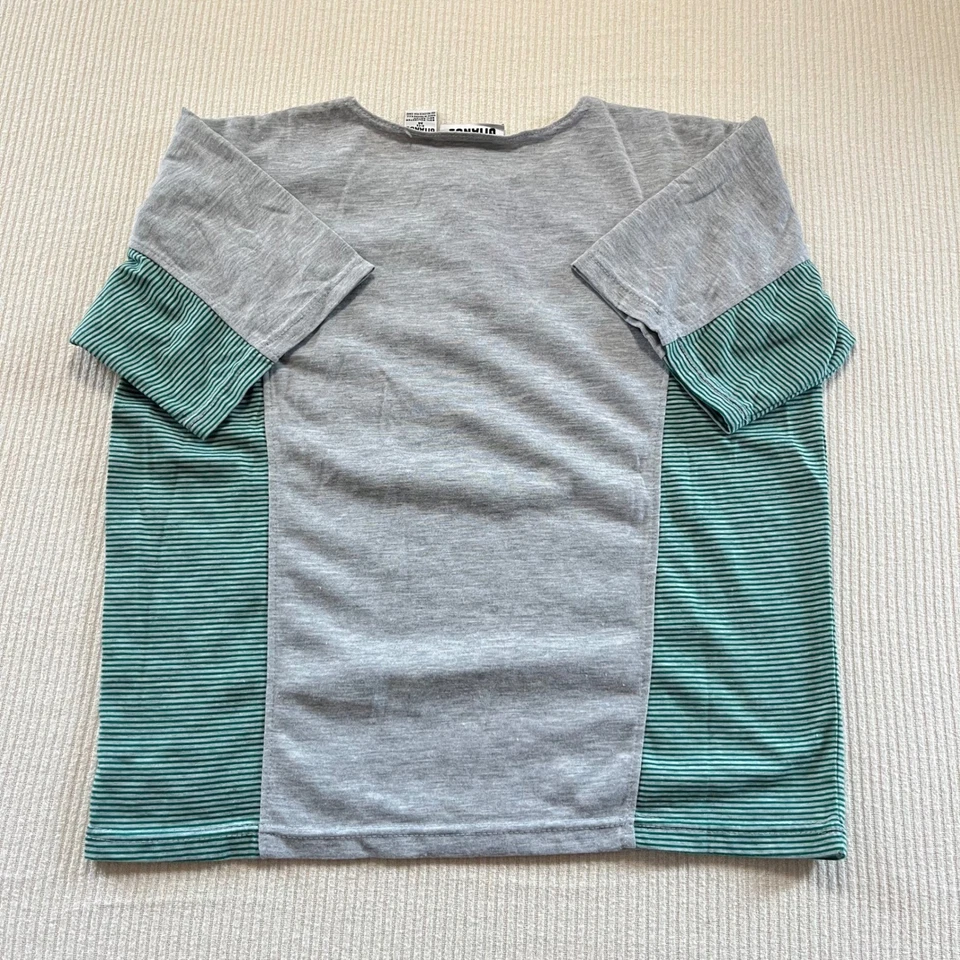 Camisa Gitano Vintage Clase Mundial Gris Rayas Mujer Mediana Manga Corta Foto 2 de 4