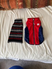 dog sweater and jacket, Pup Crew, size large for small dogs