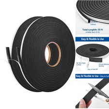 Self Adhesive Foam Tape Weatherstrip 1/4in x 1/4in x 50ft High Density Foam Seal