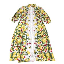 Clara Linen Blend Shirt Dress Women's Floral Lemon Cherry Print Size 18