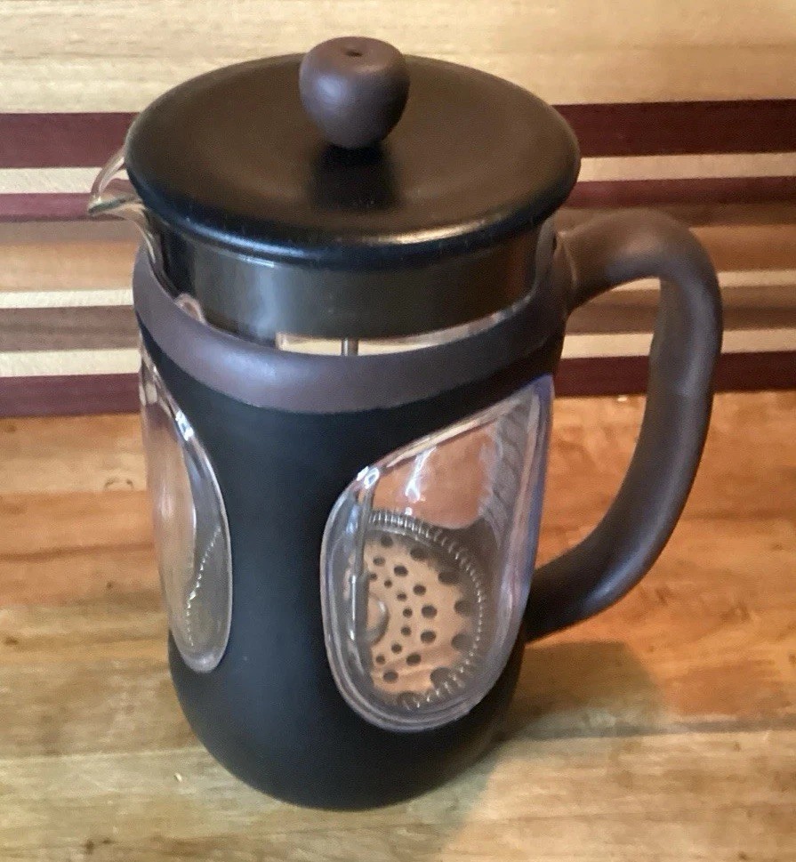 8 Cup Glass In A Rubber Black Holder With Plastic Domed View