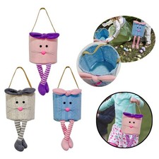 Wielkanocny kosz do przechowywania z nogami jajka smakołyki materiały imprezowe kolorowa torba