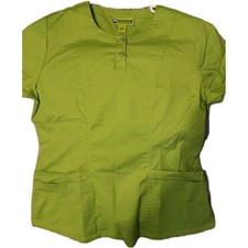  XS Crocs Medical Uniform Scrub Top Susie Button Placket Solid KIWI