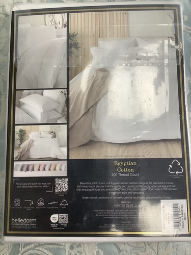 Belledorm Egyptian Cotton 400 TC White 4ft Fitted Sheet BNWT - Picture 5 of 5