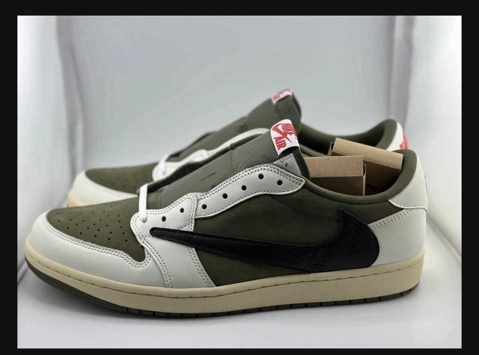 Size 14 - Travis Scott x Air Jordan 1 Retro OG SP Low Reverse Olive / Medium... - Image 2 of 4