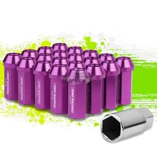 JDM ALUMINUM PURPLE M12X1.25 25MM OD CLOSED-END 50MM LUG NUTS 20PCS/SET+ADAPTER