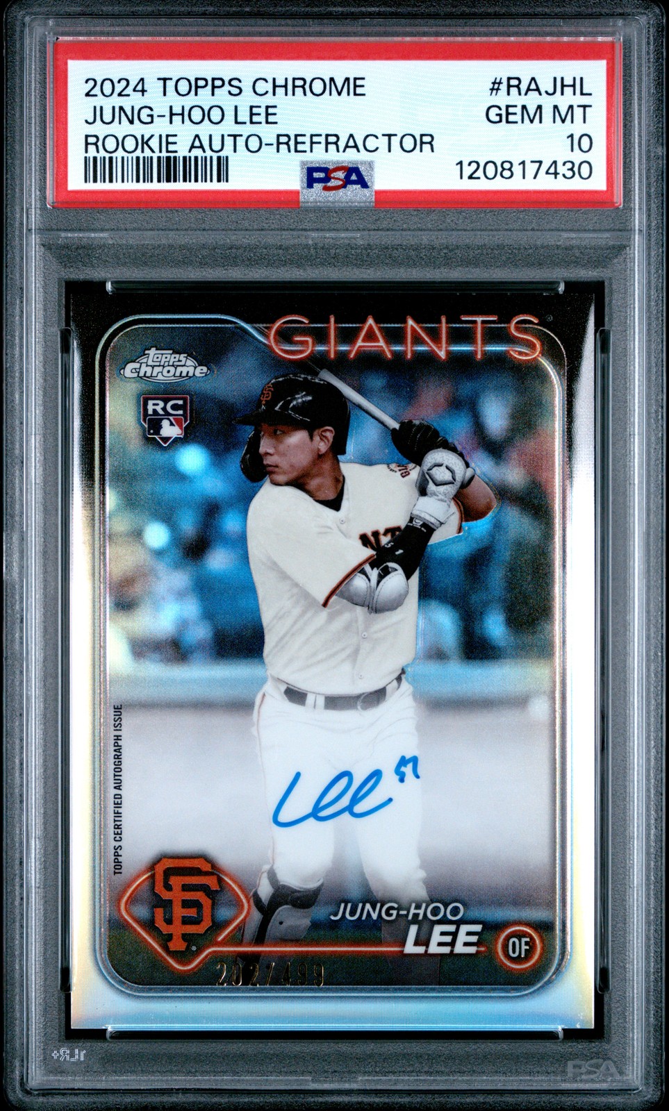 2024 TOPPS CHROME RC AUTO REFRACTOR #RAJHL JUNG-HOO LEE 202/499 PSA 10