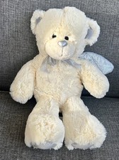 Cuddles Collection Teddy Bear Angel Fairy Soft Toy Plush Cream Silver Wings 12”E