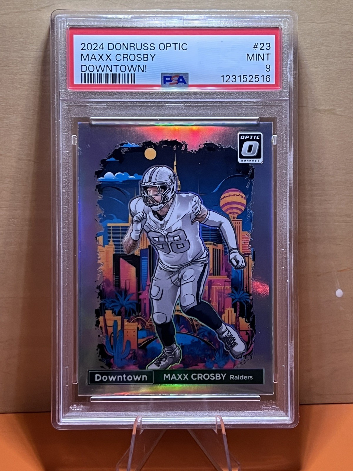 2024 Donruss Optic Maxx Crosby Downtown! SSP #23 Raiders PSA 9