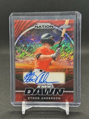 2025 Leaf Baseball Nation - New Dawn Autographs Ethan Anderson /2 Red Shimmer
