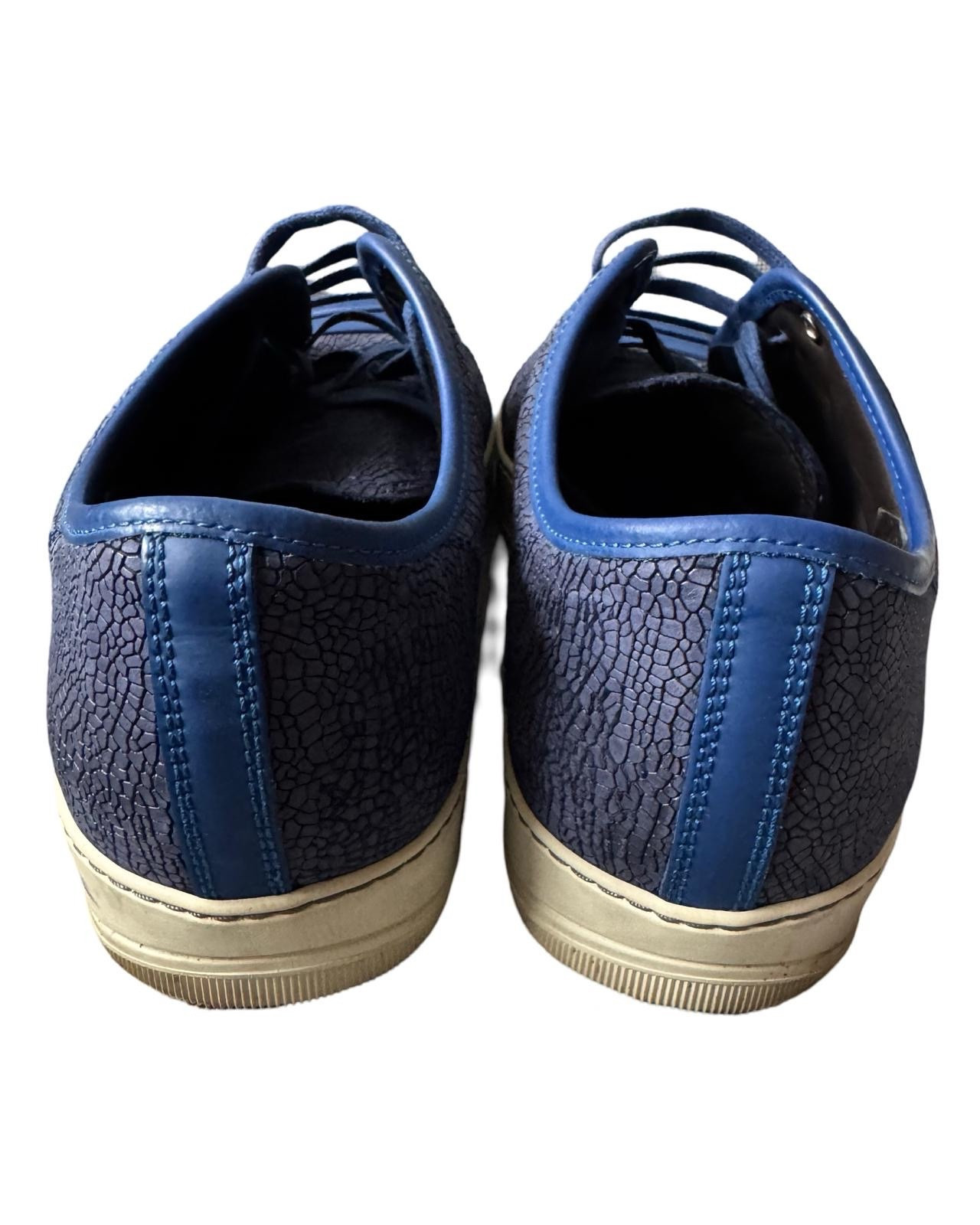 Lanvin DBB1 Cracked LEATHER SNEAKERS In Blue - Size 12 RARE image 3