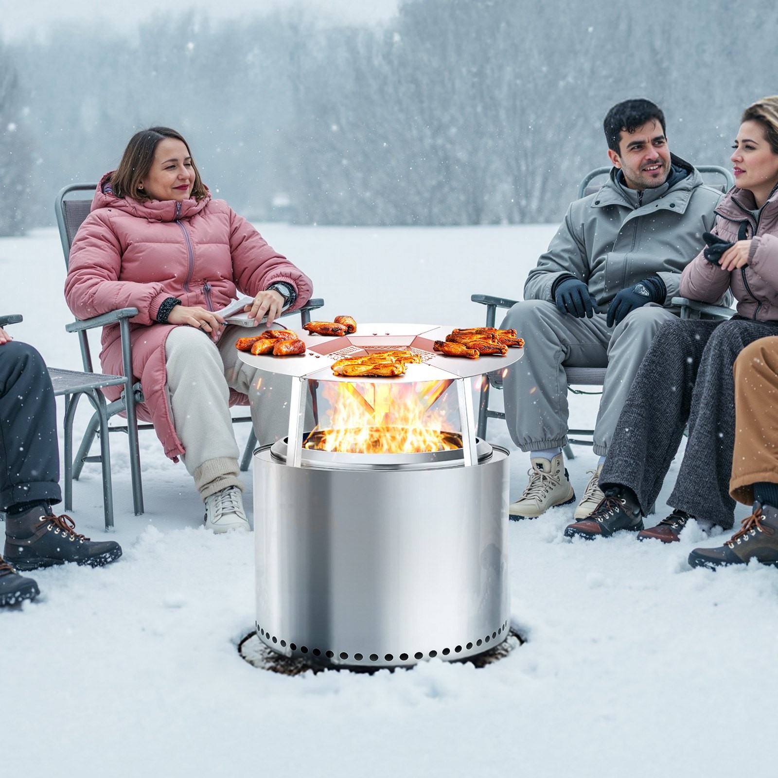 VEVOR Fire Pit Heat Deflector for Solo Stove Yukon, 20 inch Bonfire Round for Wo