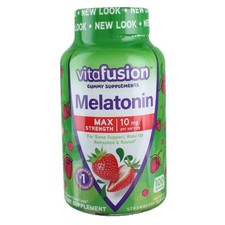 3 Pack Vitafusion Max Strength Melatonin, Strawberry, 10 mg, 100 Ct