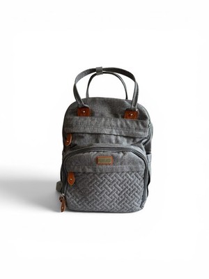 BabbleRoo Wickeltasche Rucksack Baby Wickeltasche grau gesteppt mehrere Taschen