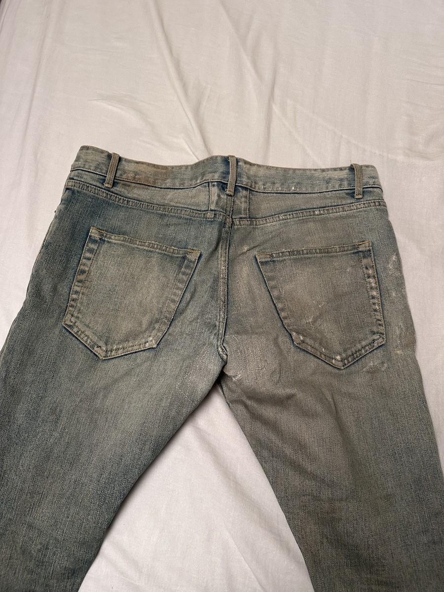 Men's 2014 YSL SAINT LAURENT Paris Hedi Slimane Crash Denim Jeans