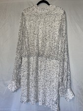 Nasty Gal White Sequin Homecoming Hoco Dress Short Long Sleeves 20W Plus Size