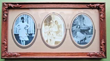 1930s Los Angeles People (3) Photograhs in 13"x7.25"x1" Plastic Wood-Look Frame