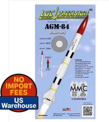 LOC Precision Flying Model Rocket Kit 2.63'' AGM-84 Harpoon  LOC TWT-HARP26