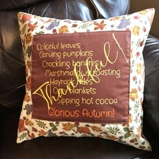 Fall Pillow Cover, Glorious Autumn Home Decor, Thankful Decorative Sham 18 x 18
