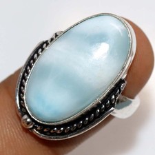 Larimar 925 Silver Plated Ring US 6.5 Special Edition Design Most Beautiful JW