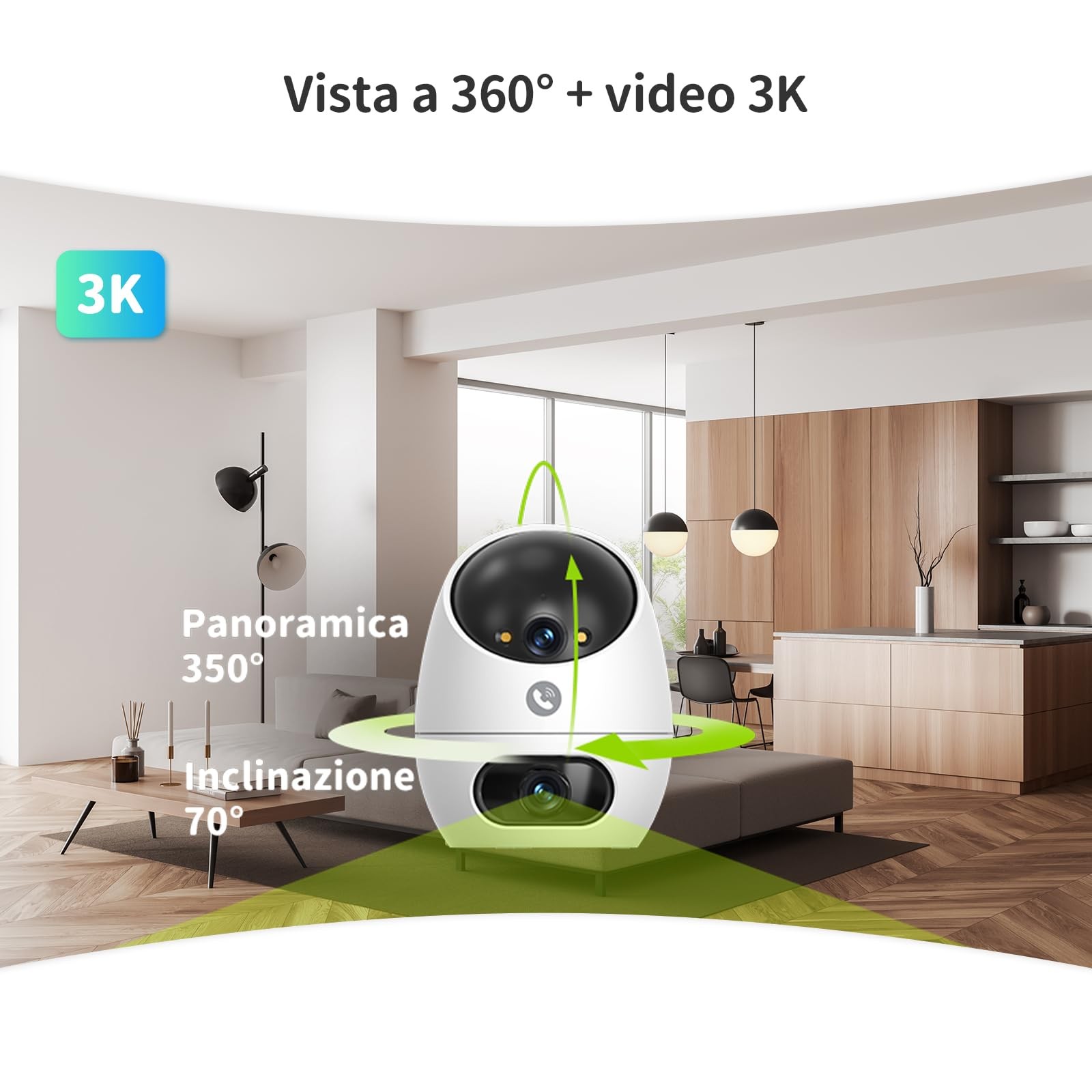 3K 3K (5MP 5MP) Telecamera per interni a Doppio Obiettivo Sicurezza a 360° - 4
