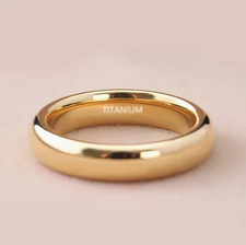 18ct Gold Plated Titanium Steel Wedding Band Ring