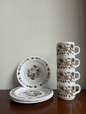 Teeservice Geschirr Teller Teetassen Set Arc Arcopal Vintage Retro Servierteller