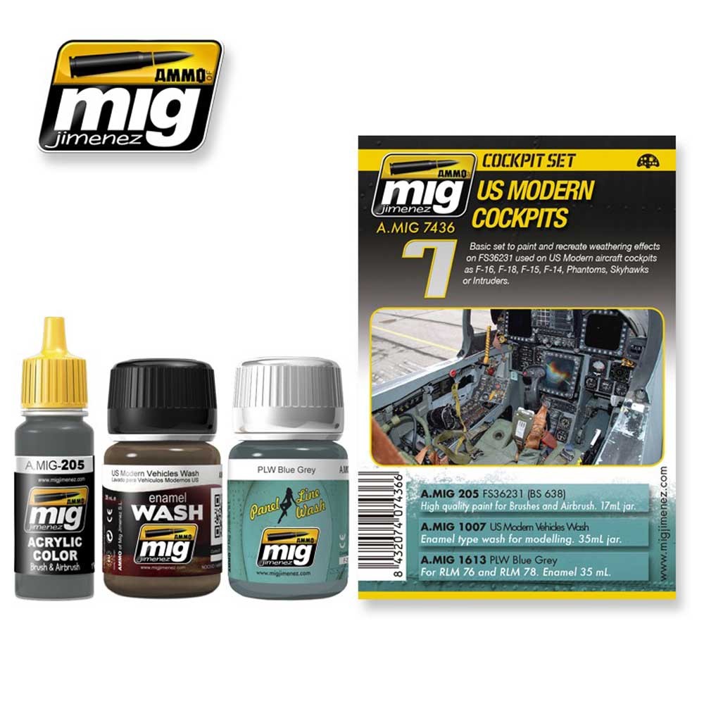 Ammo by Mig Us Modern Cockpits Weathering Set For Model Kits Mig 7436