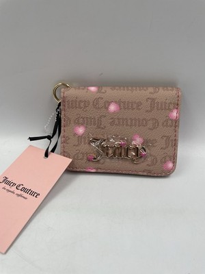 NEW Juicy Couture Cafe Pink V-I Heart Juicy Card Case Key Fob Wallet