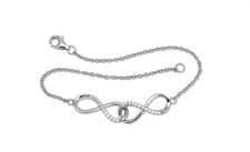 ROUND UZ STERLING SILVER INFINITY CHARM BRACELET 7"