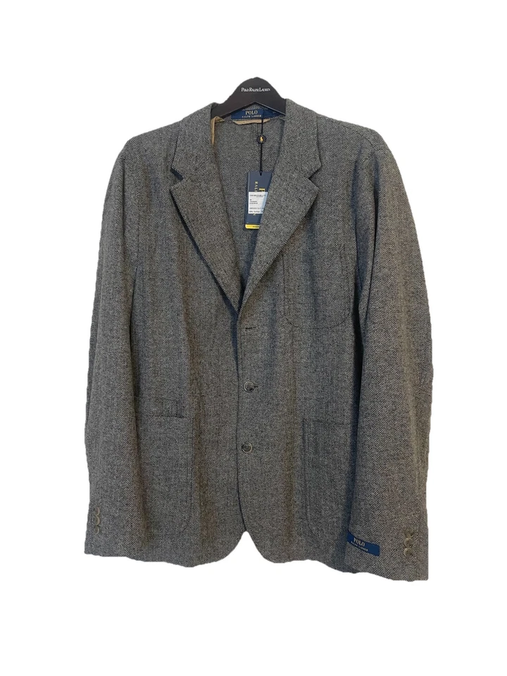 Polo Ralph Lauren Black & Cream Wool Blend Herringbone Sportcoat Size 48L NWT - Image 2 of 4