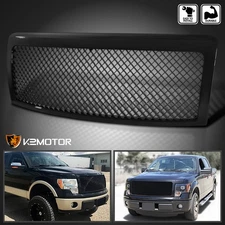 Fits 2009-2014 Ford F150 Front Bumper Hood Mesh Grille Black Polished 1PC 09-10