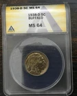 1938-D BUFFALO NICKEL ANACS MS-64