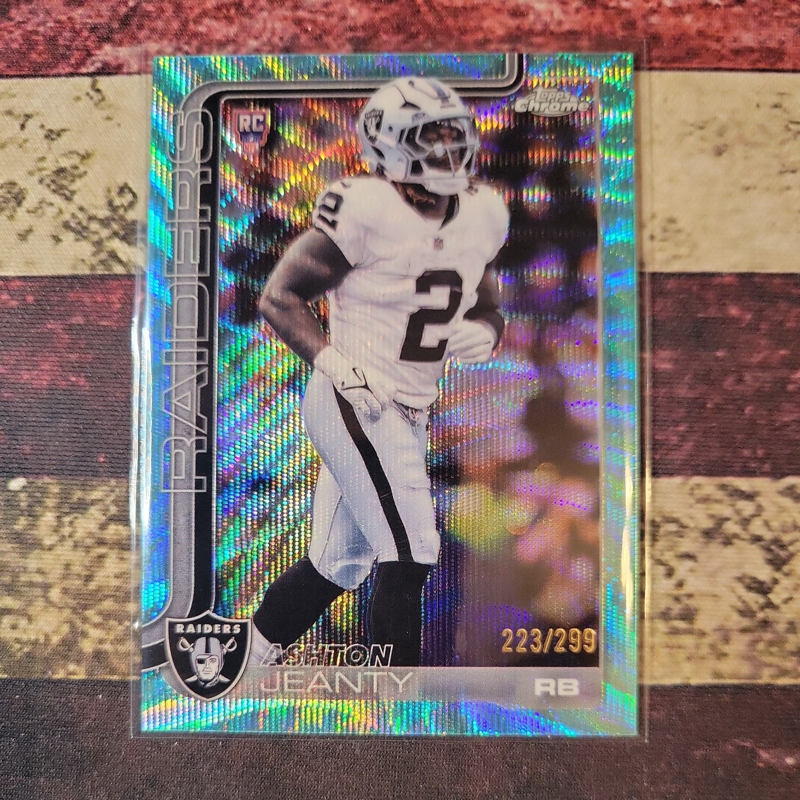 2025 Topps Chrome Ashton Jeanty RC Teal Wave Refractor /299 Raiders Rookie 