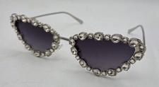 Trendy Cat-Eye Sunglasses With Silver-Tone Metal Frame And Rhinestones