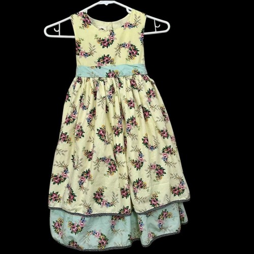 Laura Ashley Girl’s Yellow Floral Tea Party Dress Sz 6 Full Skirt Spring Summer