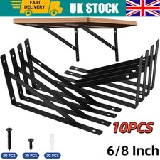 10 Pieces Shelf Brackets Heavy Duty, Wall Mounted Triangle Shelving Brackets UK