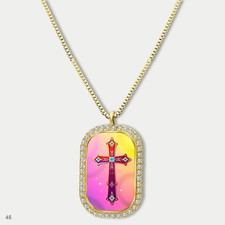Stunning Colorful Jesus Christ Crucifix Cross Fashion Pendant Necklace Chain Pri